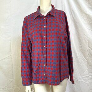 LLBean Women's Flannel Button Down, Pink & Blue, Medium